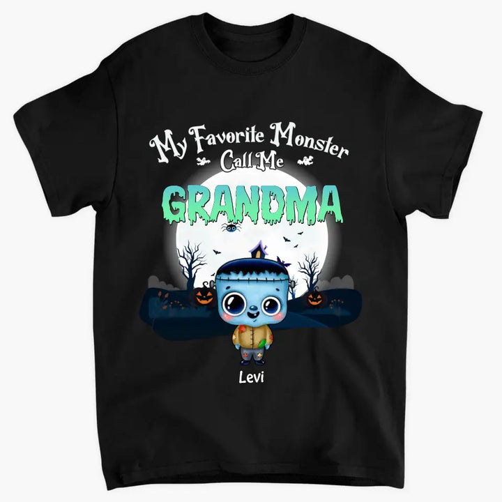 Personalized Custom T-shirt - Halloween, Appreciation Gift For Grandma - My Favorite Monsters Call Me Grandma