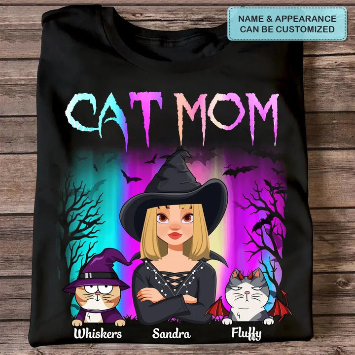 Personalized Custom T-shirt - Halloween Gift For Cat Mom, Cat Lover - Cat Mom