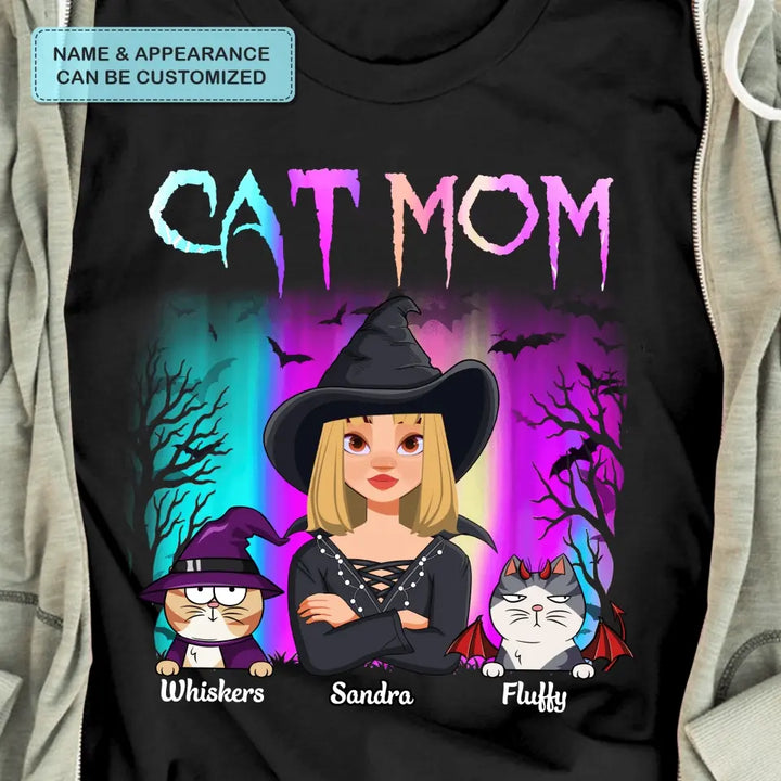 Personalized Custom T-shirt - Halloween Gift For Cat Mom, Cat Lover - Cat Mom