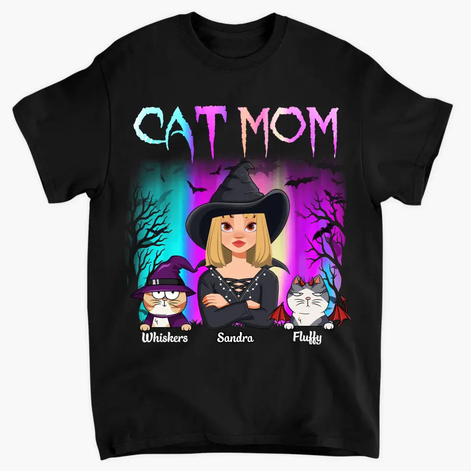 Personalized Custom T-shirt - Halloween Gift For Cat Mom, Cat Lover - Cat Mom