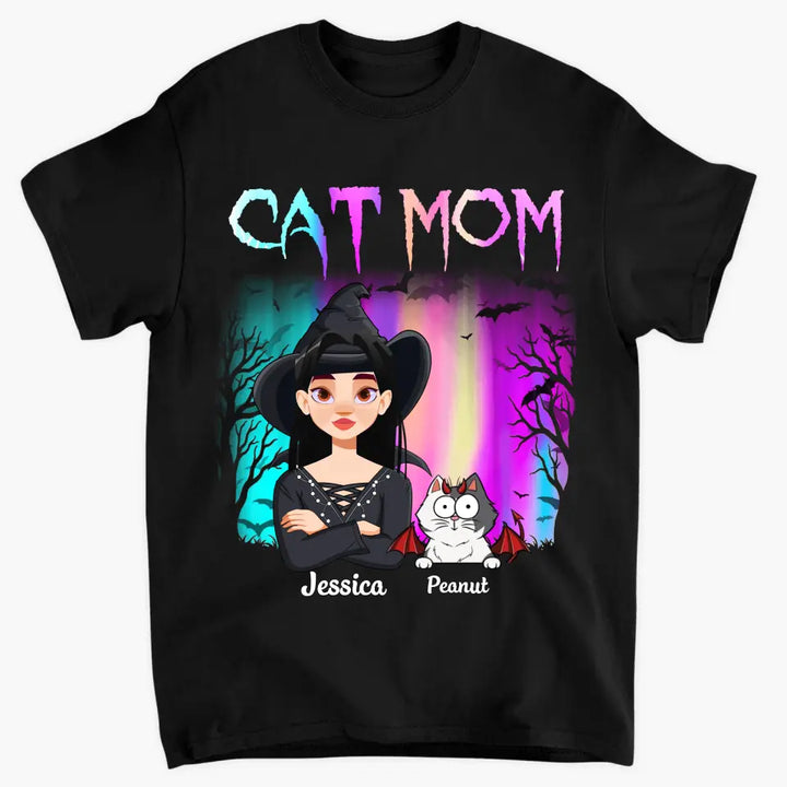 Personalized Custom T-shirt - Halloween Gift For Cat Mom, Cat Lover - Cat Mom