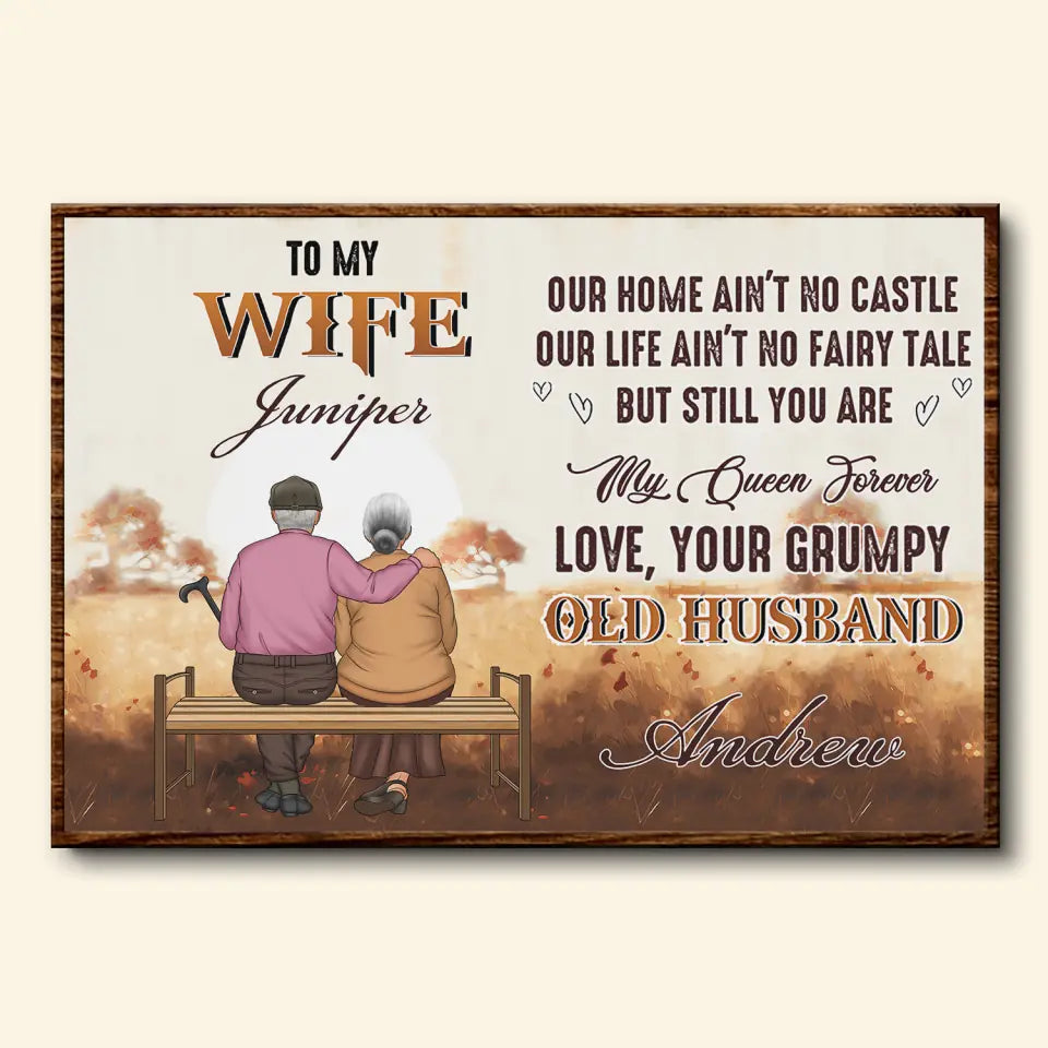 Personalized Custom Poster/Wrapped Canvas - Anniversary Gift For Couple - To My Wife Our House Ain't No Castle