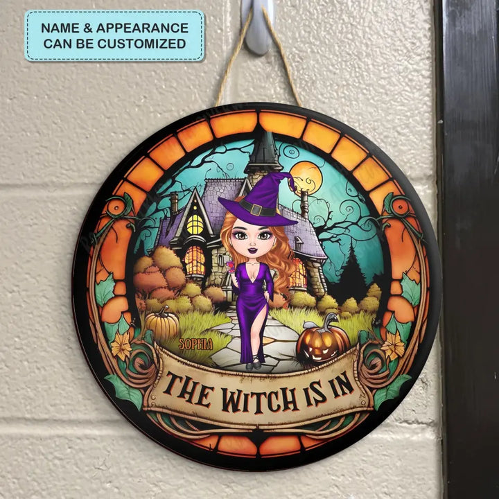 Personalized Custom Door Sign - Halloween Gift For Witch - The Witch Is In