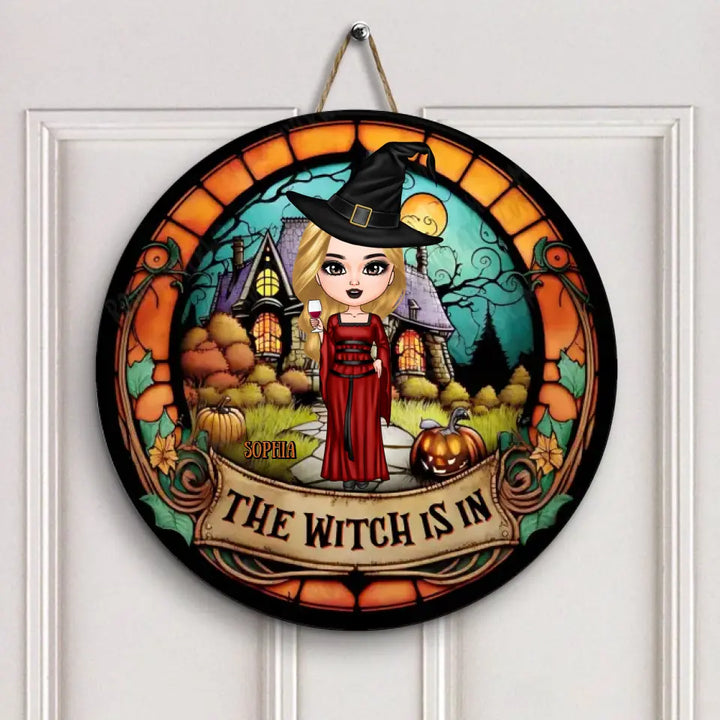 Personalized Custom Door Sign - Halloween Gift For Witch - The Witch Is In