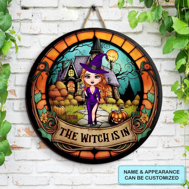 Personalized Custom Door Sign - Halloween Gift For Witch - The Witch Is In