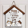 Personalized Custom Door Sign - Gift For Cat Mom, Cat Dad, Cat Lover, Cat Owner - Home Is Where Someone Purrs To Greet You