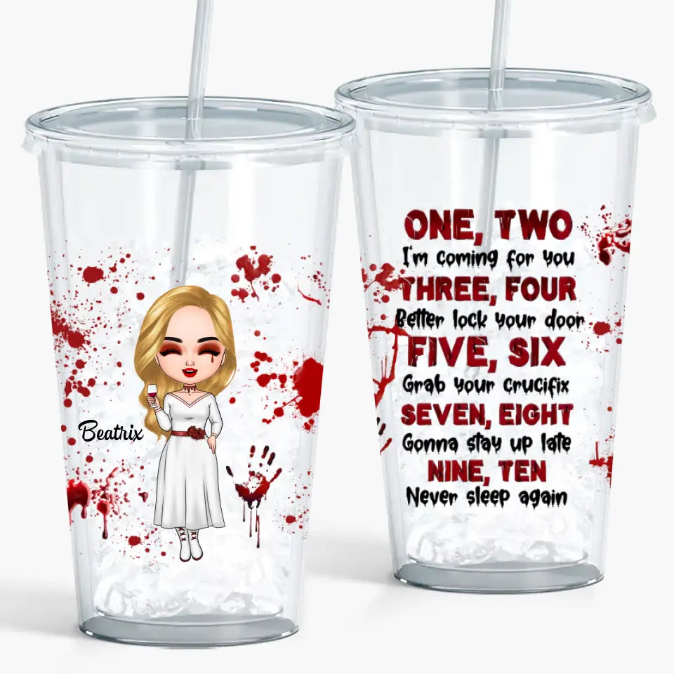 Personalized Custom Acrylic Tumbler - Halloween Gift For Horror Movies Lover - One Two I'm Coming For You