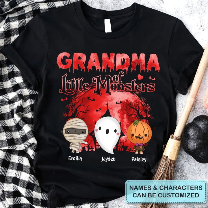 Personalized Custom T-shirt - Halloween Gift For Grandma, Mommy - Grandma Of Little Monsters