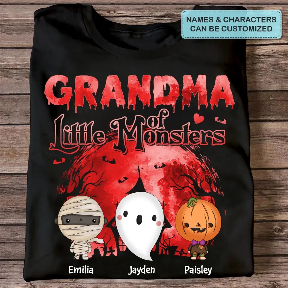 Personalized Custom T-shirt - Halloween Gift For Grandma, Mommy - Grandma Of Little Monsters