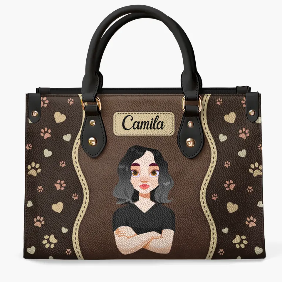 Personalized Custom Leather Bag - Fall Gift For Dog Lover, Dog Mom, Cat Lover, Cat Mom, Pet Lover, Pet Owner - Fur Mom With Love