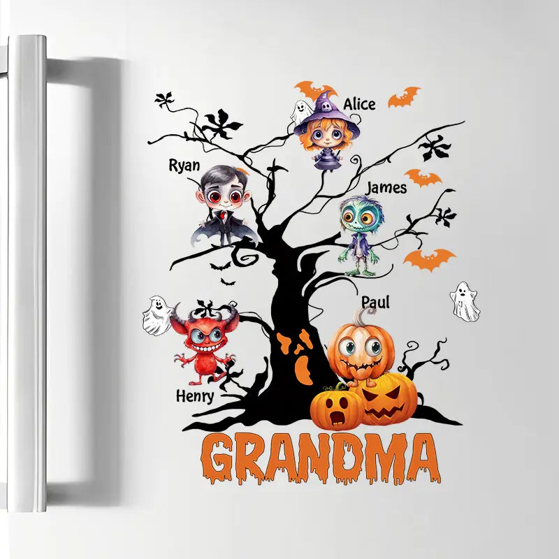 Personalized Custom Decal - Halloween Gift For Grandma, Mom, Family Members - Halloween Tree Nana