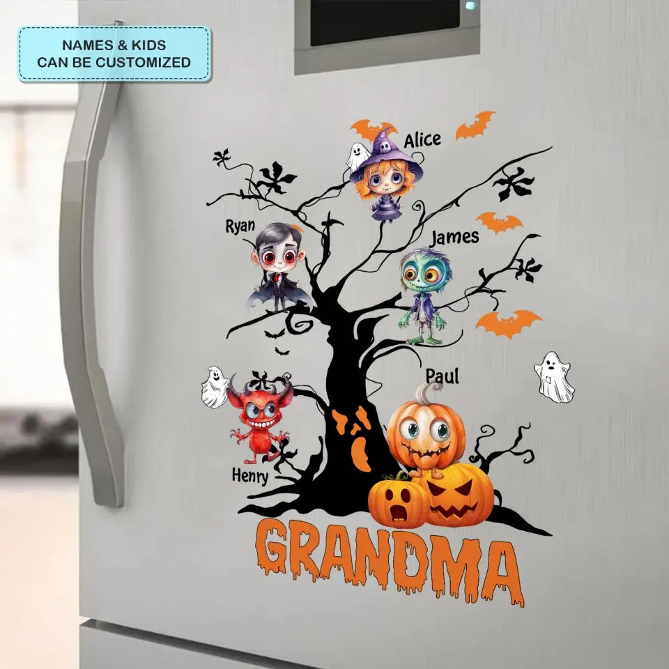 Personalized Custom Decal - Halloween Gift For Grandma, Mom, Family Members - Halloween Tree Nana