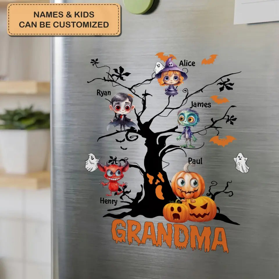 Personalized Custom Decal - Halloween Gift For Grandma, Mom, Family Members - Halloween Tree Nana