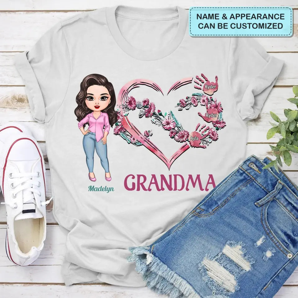 Personalized Custom T-shirt - Mother's Day Gift For Mom - Grandma's Pink Heart