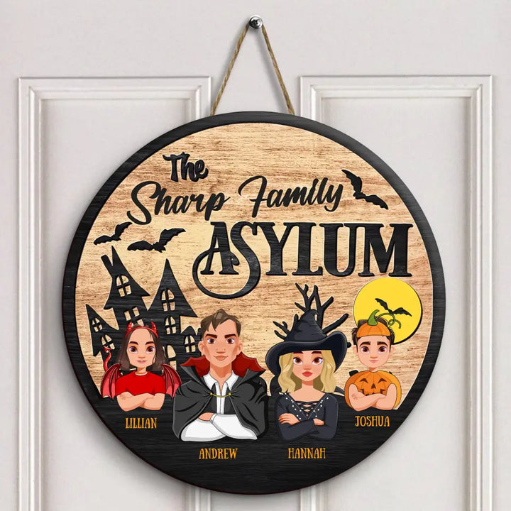 Personalized Custom Door Sign - Halloween Gift For Mom, Dad, Family Members - Family Asylum