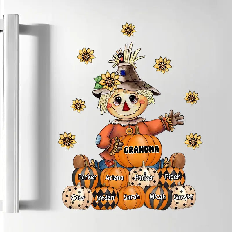 Personalized Custom Decal - Mother's Day, Fall Gift For Grandma, Mom - Pumpkin Scarecrow Grandma