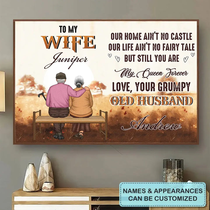 Personalized Custom Poster/Wrapped Canvas - Anniversary Gift For Couple - To My Wife Our House Ain't No Castle