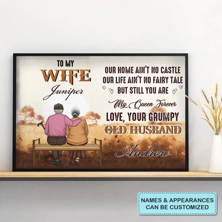 Personalized Custom Poster/Wrapped Canvas - Anniversary Gift For Couple - To My Wife Our House Ain't No Castle