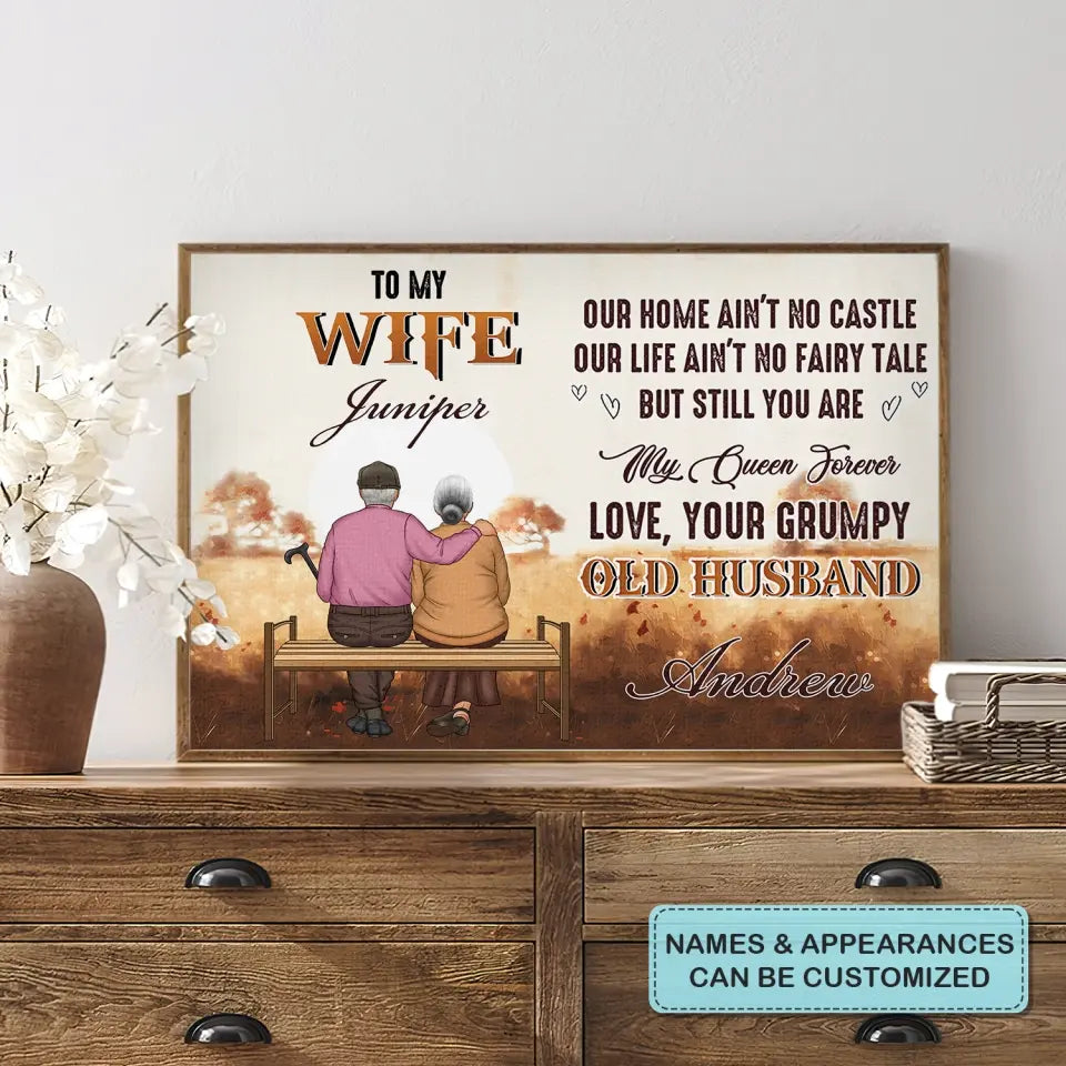 Personalized Custom Poster/Wrapped Canvas - Anniversary Gift For Couple - To My Wife Our House Ain't No Castle