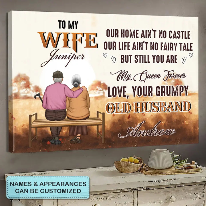 Personalized Custom Poster/Wrapped Canvas - Anniversary Gift For Couple - To My Wife Our House Ain't No Castle