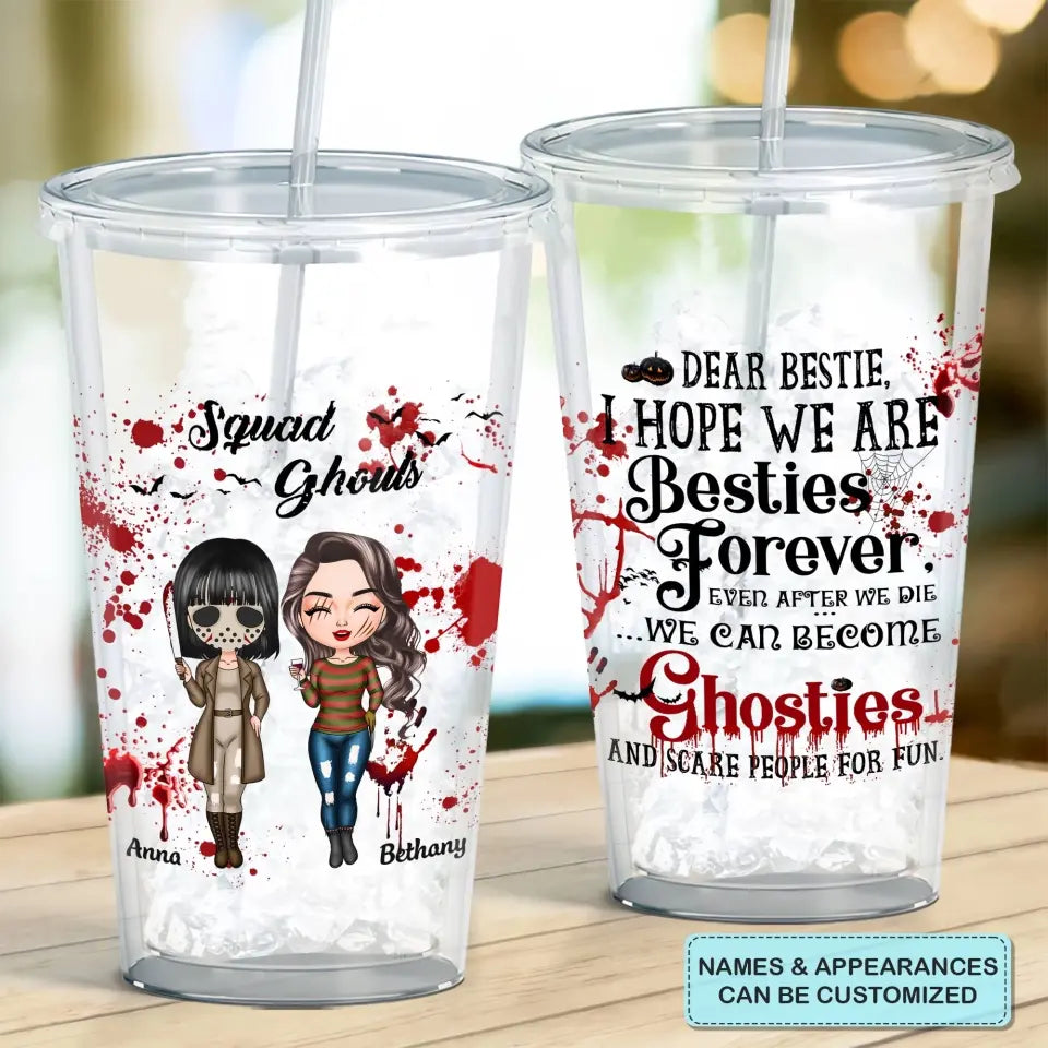 Personalized Custom Acrylic Tumbler - Halloween Gift For Friends, Besties - Besties Forever Even After We Die