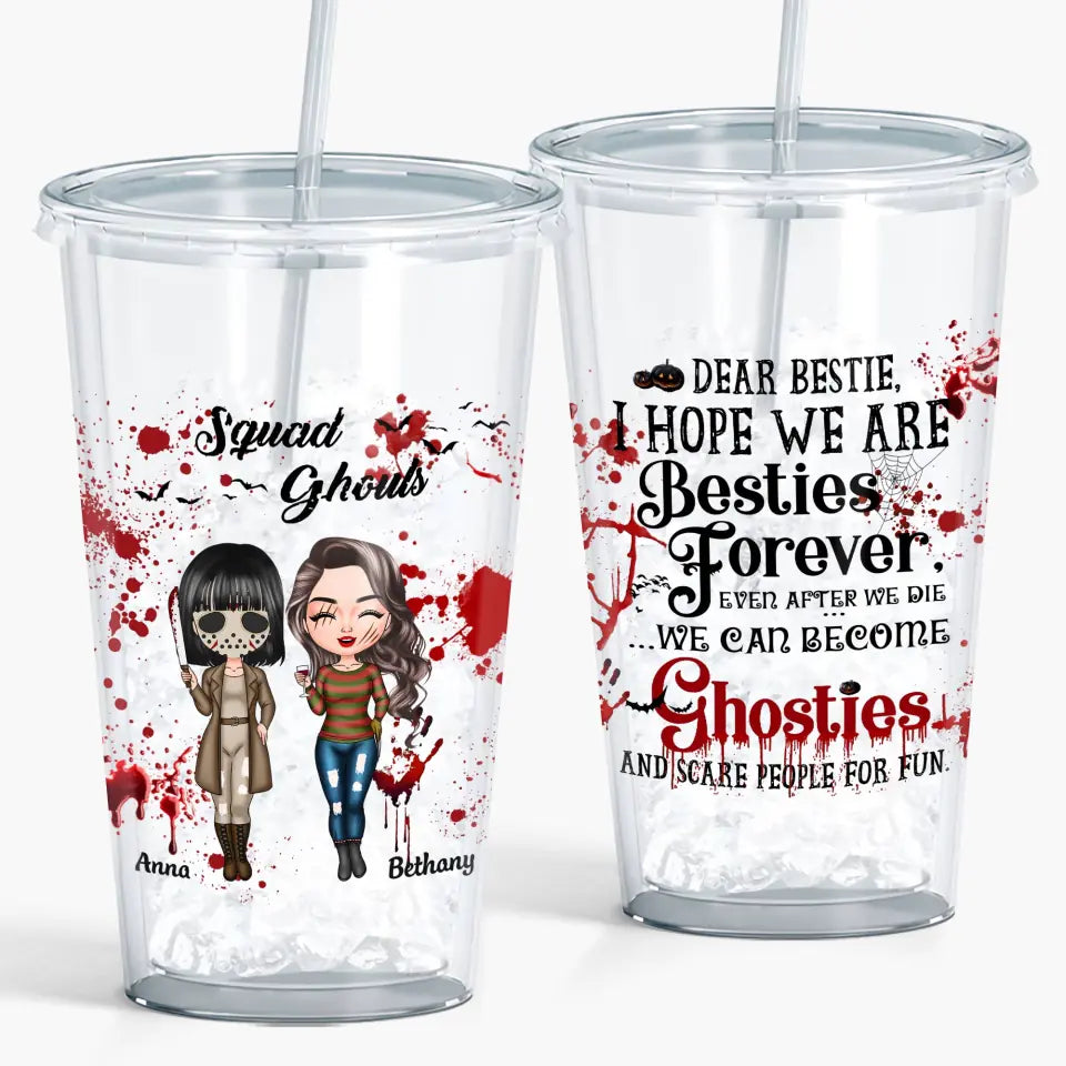 Personalized Custom Acrylic Tumbler - Halloween Gift For Friends, Besties - Besties Forever Even After We Die