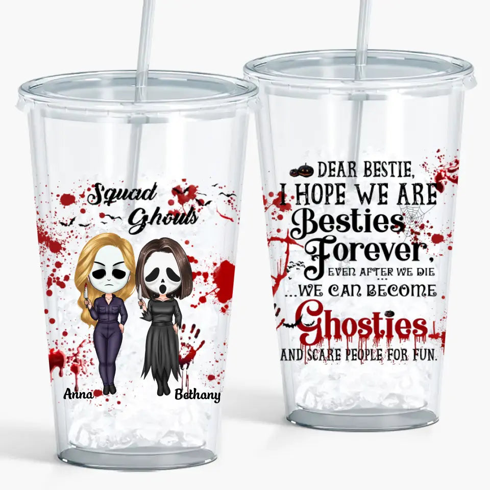 Personalized Custom Acrylic Tumbler - Halloween Gift For Friends, Besties - Besties Forever Even After We Die