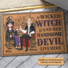 Personalized Custom Doormat - Halloween Gift For Couple, Family Members - A Wicked Witch And Her Handsome Devil Live Here