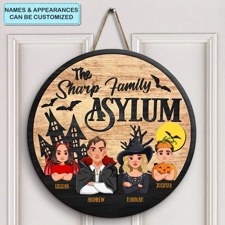 Personalized Custom Door Sign - Halloween Gift For Mom, Dad, Family Members - Family Asylum