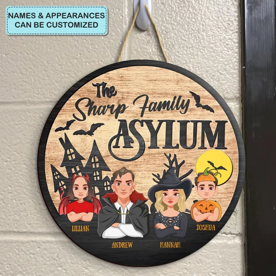 Personalized Custom Door Sign - Halloween Gift For Mom, Dad, Family Members - Family Asylum