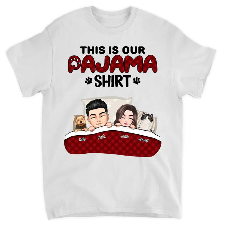 Personalized Custom T-shirt - Anniversary Gift For Couple -  This Is Our Pajama Shirt