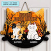 Welcome Foolish Mortals - Personalized Custom Halloween Welcome Sign - Gift For Cat Lover, Cat Mom, Cat Dad, Cat Parents