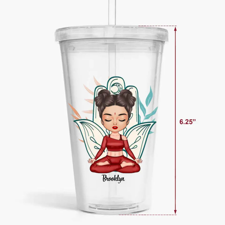 Personalized Custom Acrylic Tumbler - Gift For Yoga Lover - I Do Yoga Because Punching People Is Frowned Upon