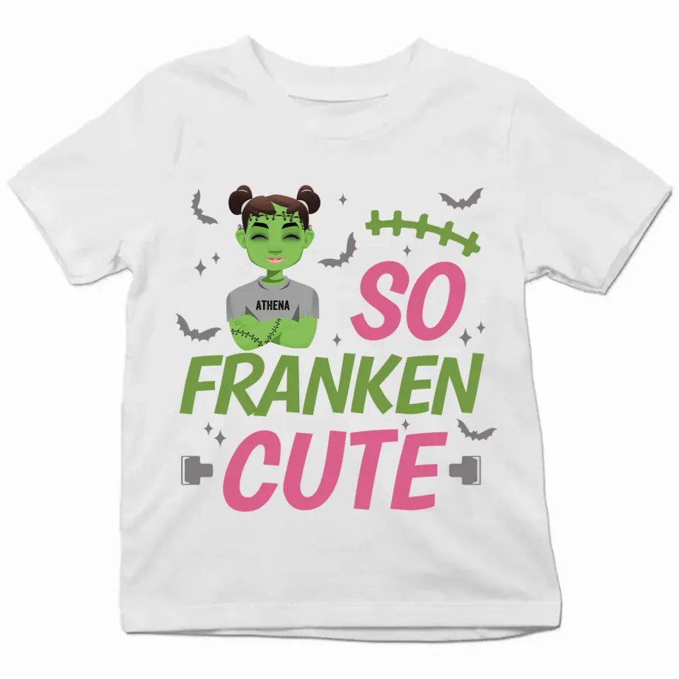 Personalized Custom T-shirt - Halloween Gift For Kid - So Franken Cute