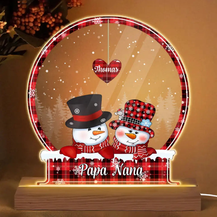 Papa, Nana & Grandkids - Personalized Custom 3D LED Light Wooden Base - Christmas, Winter Gift For Grandma, Grandpa, Mom, Dad