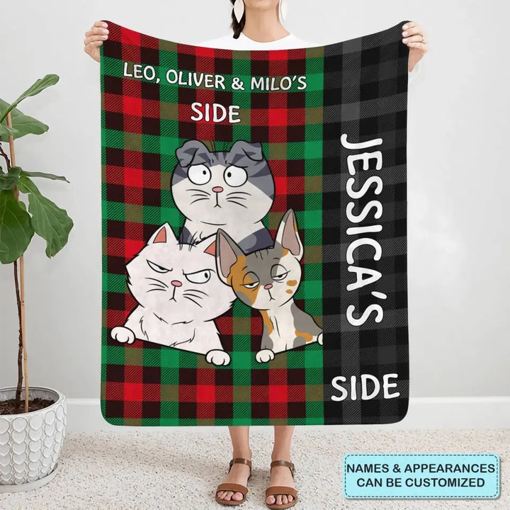 Our Side - Personalized Custom Blanket - Home Decor Gift For Cat Lover, Cat Dad, Cat Mom, Cat Owner