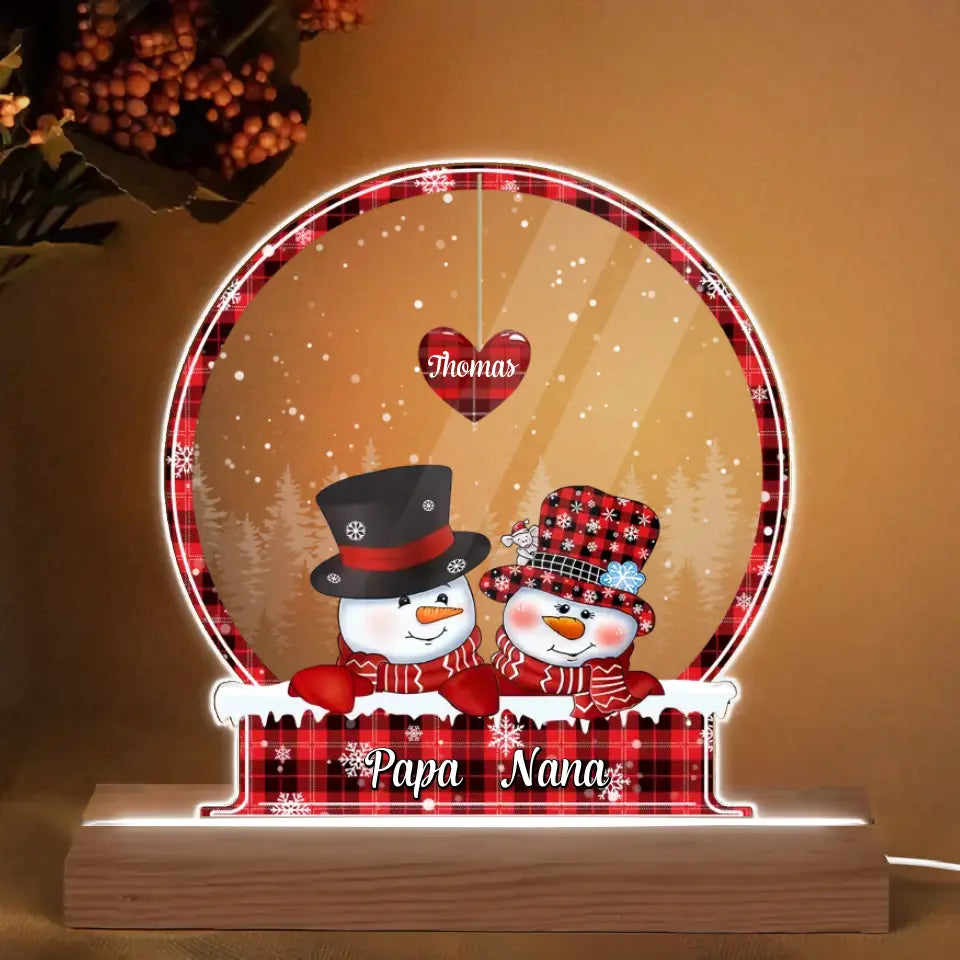 Papa, Nana & Grandkids - Personalized Custom 3D LED Light Wooden Base - Christmas, Winter Gift For Grandma, Grandpa, Mom, Dad