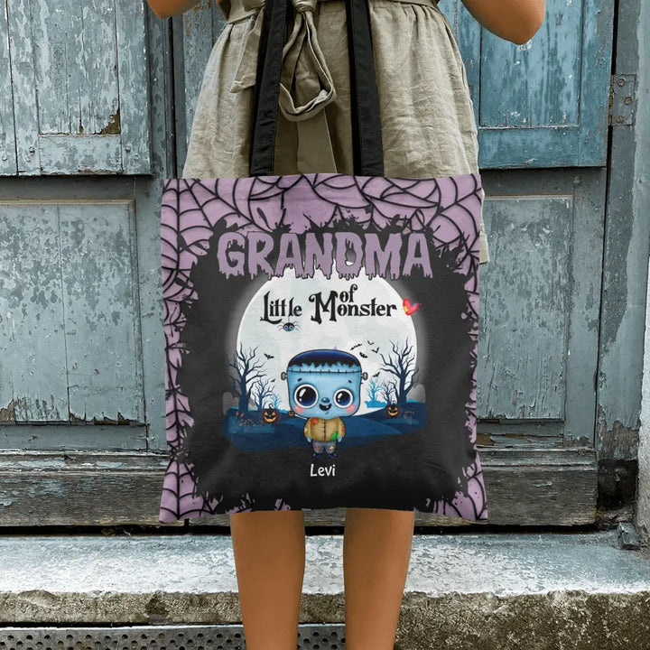 Grandma Of Little Monsters - Personalized Custom Tote Bag - Halloween Gift For Grandma, Mom