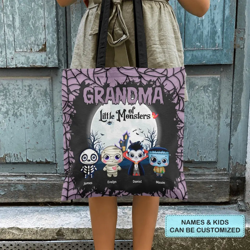 Grandma Of Little Monsters Personalized Custom Tote Bag