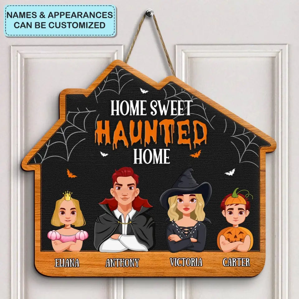 Home Sweet Haunted Home - Personalized Custom Door Sign - Halloween Gift For Family, Family Members