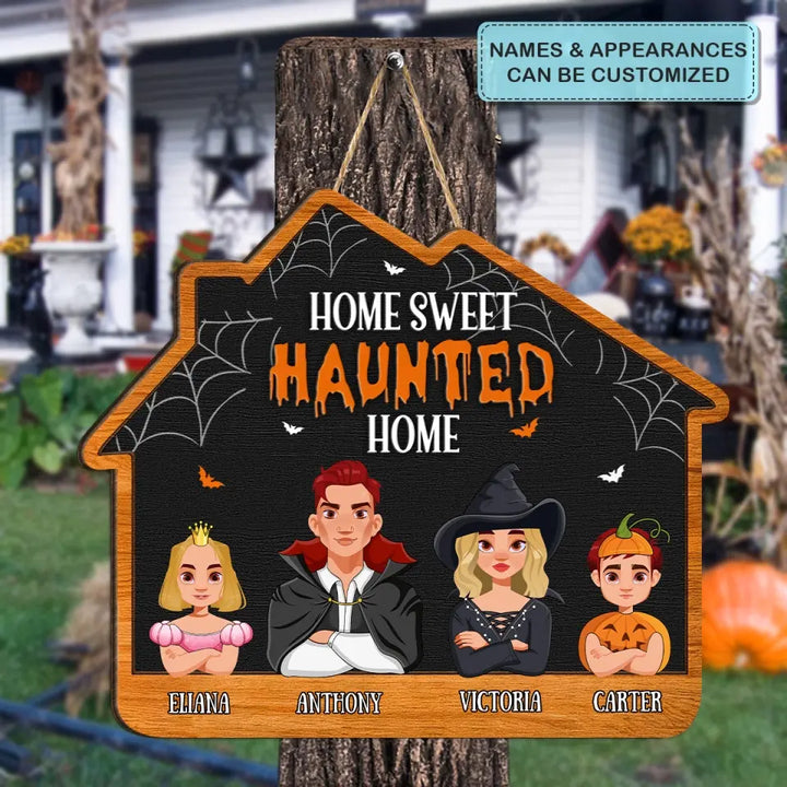 Home Sweet Haunted Home - Personalized Custom Door Sign - Halloween Gift For Family, Family Members