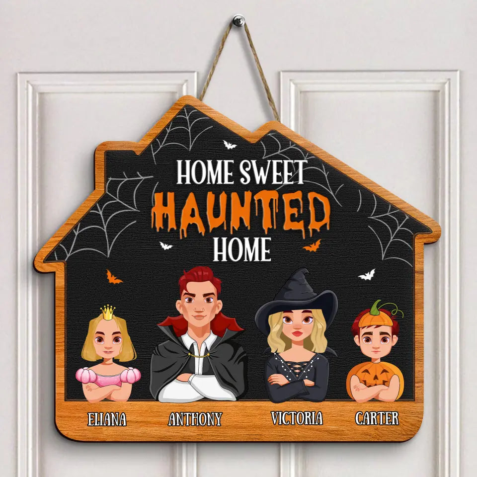 Home Sweet Haunted Home - Personalized Custom Door Sign - Halloween Gift For Family, Family Members