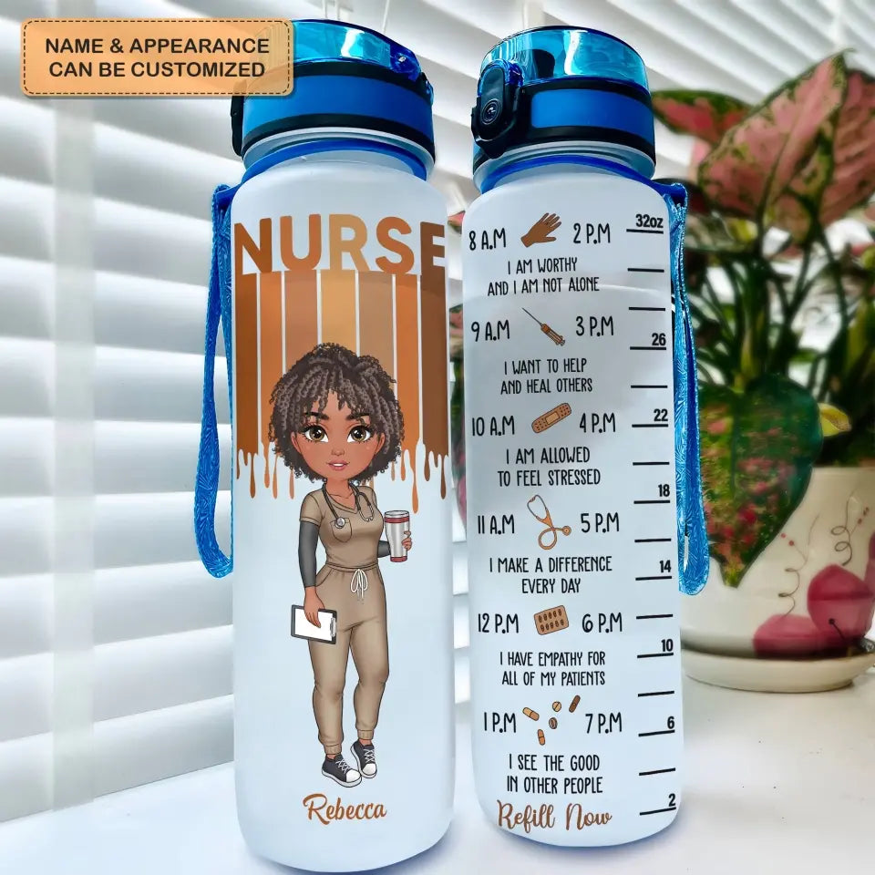 Personalized Water Tracker Bottle - Nurse's Day, Birthday Gift For Nurse -  Nurse Life Leopard ARND018