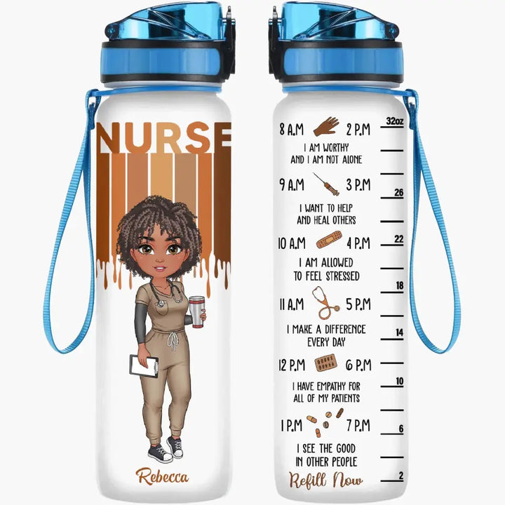Love Nurse Life - Personalized Custom Water Tracker Bottle - Nurse's Day, Appreciation Gift For Nurse