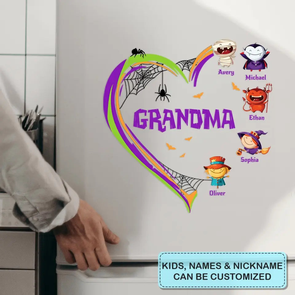 Grandma's Little Monsters - Personalized Custom Decal - Halloween Gift For Grandma, Mother