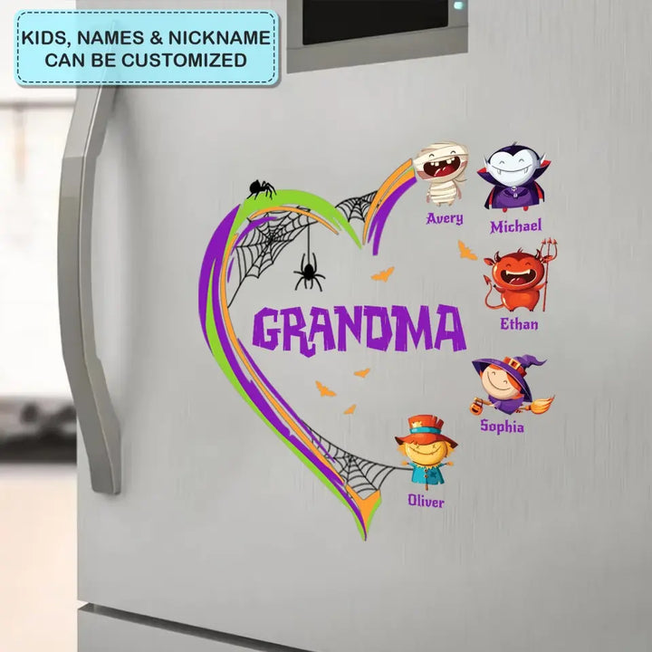 Grandma's Little Monsters - Personalized Custom Decal - Halloween Gift For Grandma, Mother