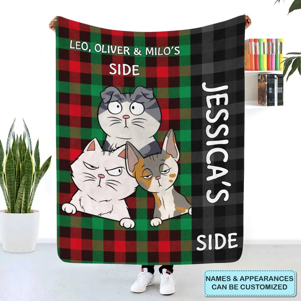 Our Side - Personalized Custom Blanket - Home Decor Gift For Cat Lover, Cat Dad, Cat Mom, Cat Owner