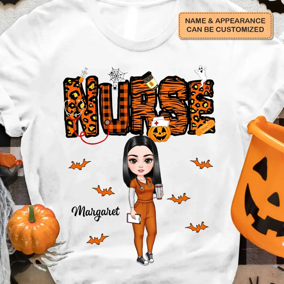 Halloween Nurse - Personalized Custom T-shirt - Nurse's Day, Halloween, Appreciation Gift For Nurse