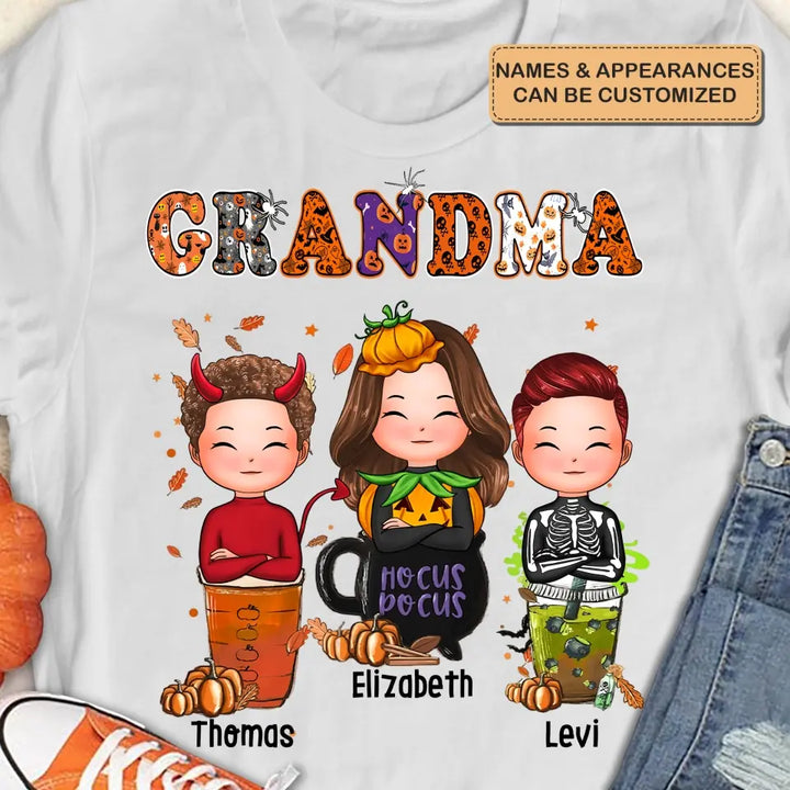 Nana Trick Or Treat Coffee - Personalized Custom T-shirt - Halloween Gift For Grandma, Mom