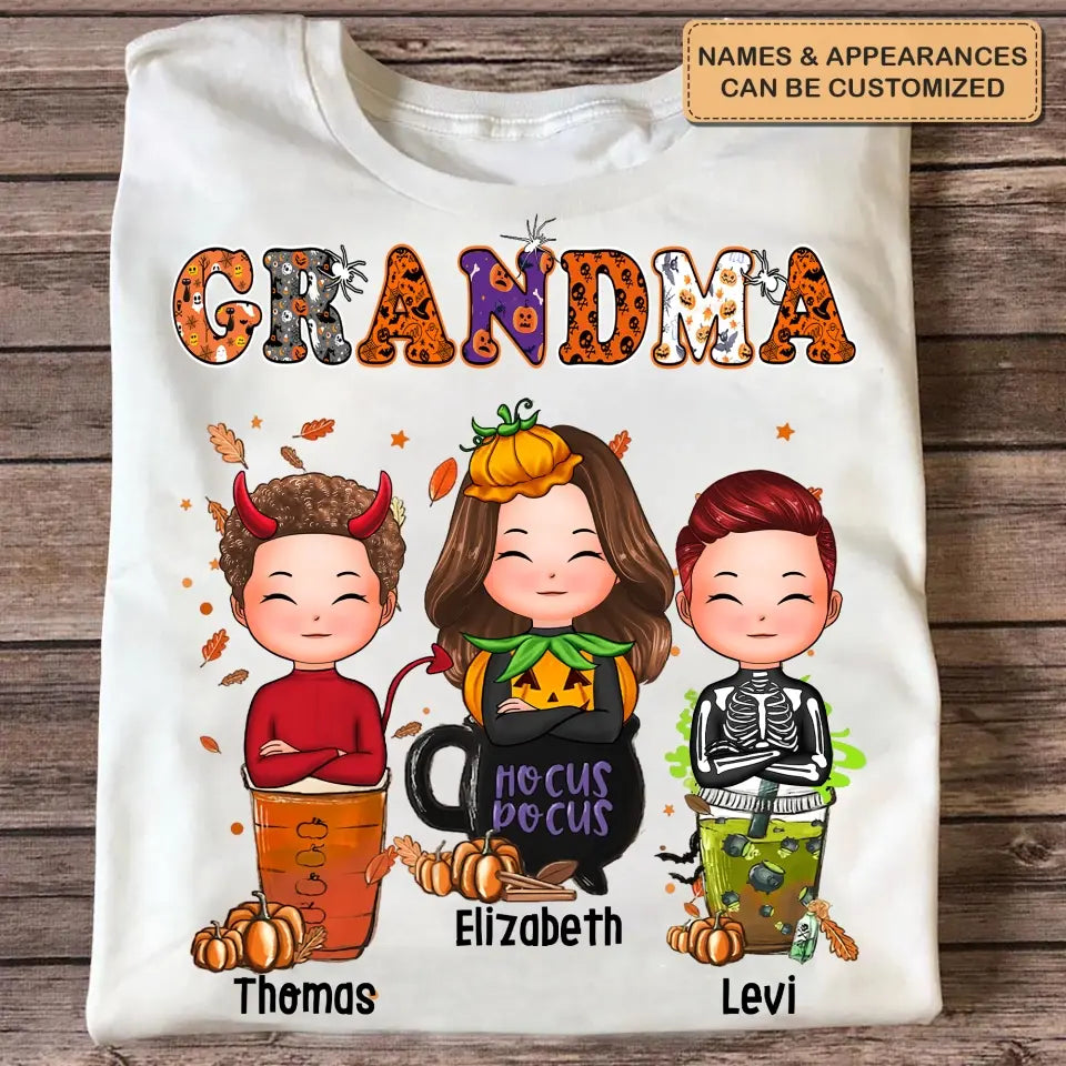 Nana Trick Or Treat Coffee - Personalized Custom T-shirt - Halloween Gift For Grandma, Mom